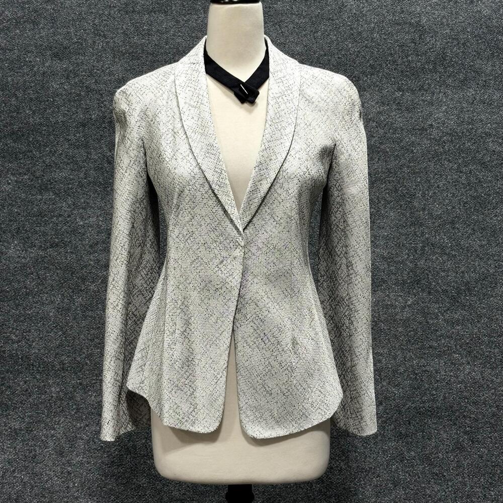 Giorgio Armani Blazer Womens 40 US 4 Gray Silk Shawl Collar Jacket Tweed Italy